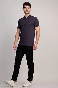 COLDPLAY Solid Men Polo Neck Air Force T-Shirt-thumb4