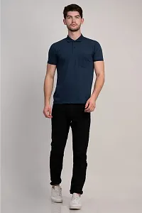 COLDPLAY Solid Men Polo Neck Air Force T-Shirt-thumb4