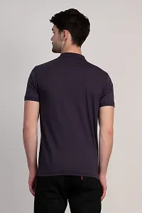 COLDPLAY Solid Men Polo Neck Charcoal T-Shirt-thumb2