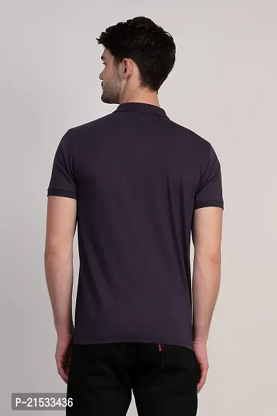 COLDPLAY Solid Men Polo Neck Charcoal T-Shirt-thumb3