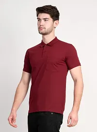 COLDPLAY Solid Men Polo Neck Maroon T-Shirt-thumb1