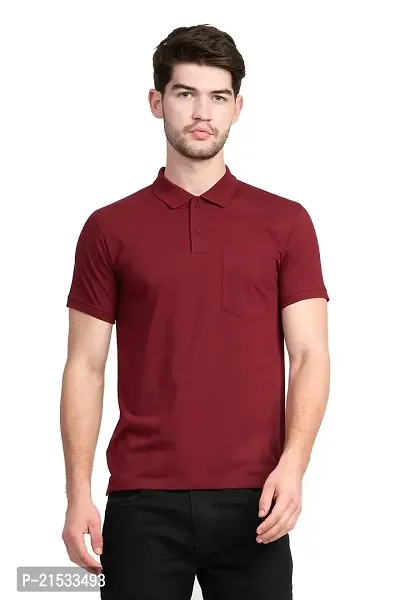 COLDPLAY Solid Men Polo Neck Maroon T-Shirt