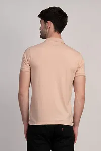 COLDPLAY Solid Men Polo Neck Peach T-Shirt-thumb1