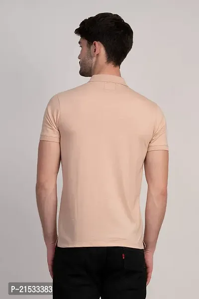 COLDPLAY Solid Men Polo Neck Peach T-Shirt-thumb2