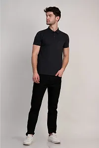 COLDPLAY Solid Men Polo Neck Air Force T-Shirt-thumb4