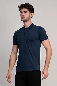 COLDPLAY Solid Men Polo Neck Navy-Melange T-Shirt-thumb1