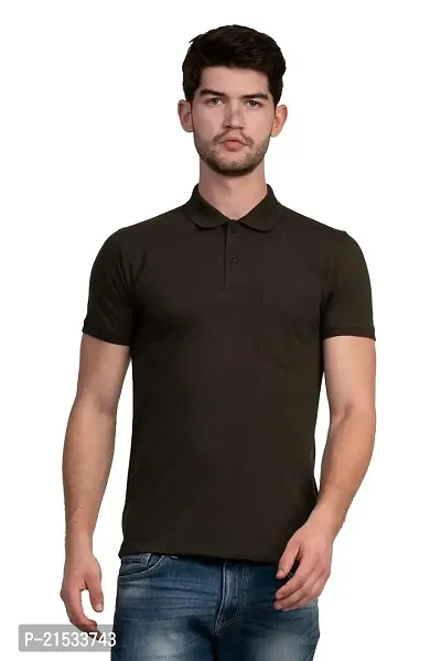 COLDPLAY Solid Men Polo Neck Olive T-Shirt