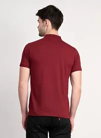 COLDPLAY Solid Men Polo Neck Maroon T-Shirt-thumb2