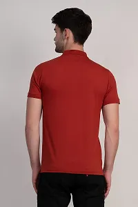 COLDPLAY Solid Men Polo Neck Rust T-Shirt-thumb2