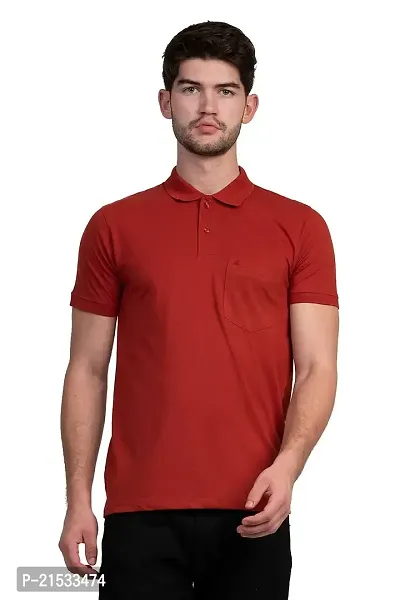 COLDPLAY Solid Men Polo Neck Rust T-Shirt