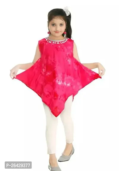 Fabulous Pink Rayon Printed Top With Bottom For Girls