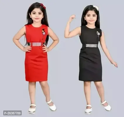 Stylish Multicoloured Crepe Bodycon Drees For Girl Pack Of 2