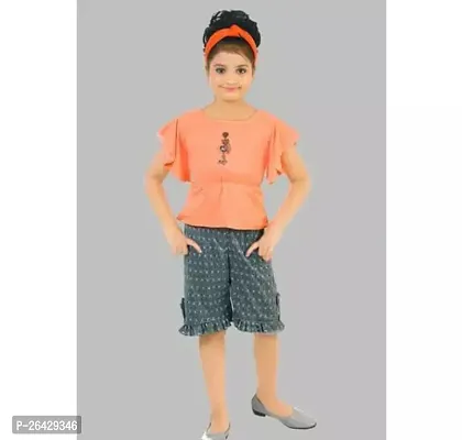 Fabulous Peach Rayon Printed Top With Bottom For Girls-thumb0