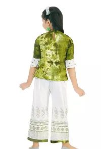 Fabulous Green Rayon Printed Top With Bottom For Girls-thumb1