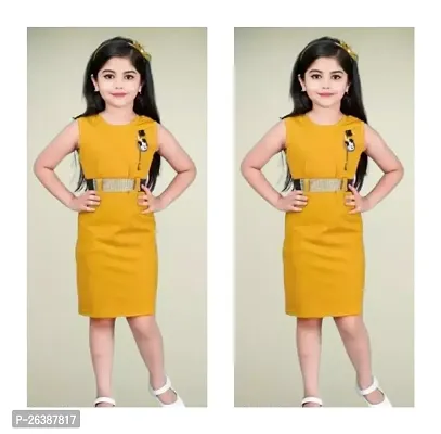 Stylish Yellow Crepe Bodycon Drees For Girl Pack Of 2-thumb0