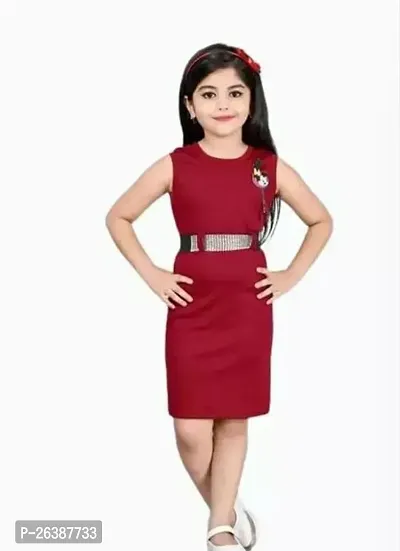 Stylish Maroon Cotton Blend Bodycon Drees For Girl