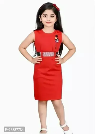 Stylish Red Cotton Blend Bodycon Drees For Girl