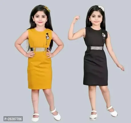 Stylish Multicoloured Crepe Bodycon Drees For Girl Pack Of 2