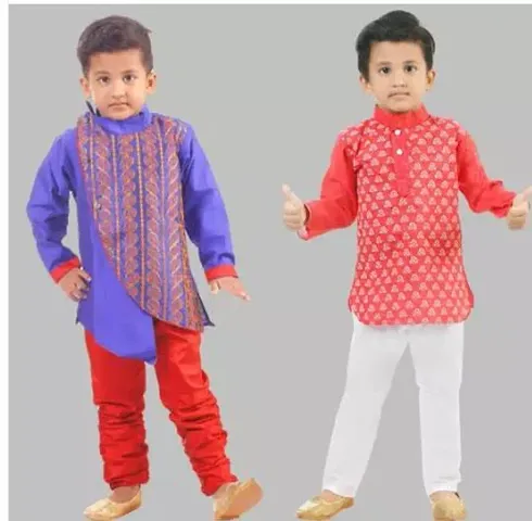 Stylish Crepe Ethnic Wear Kurta Sets For Boys Pack 2