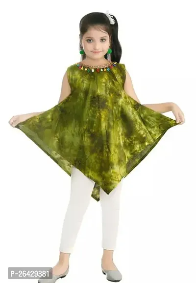 Fabulous Green Rayon Printed Top With Bottom For Girls