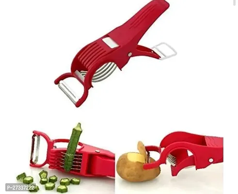 Useful 2 In 1 Sharp Stainless Steel 5 Blade Cutter With Peeler For Kitchen And With Smart Locking System-thumb0