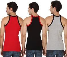 Men's Multicoloured Cotton Sleevelss Gym Vests - Pack of 3-thumb3