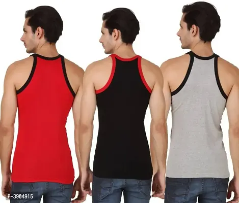 Men's Multicoloured Cotton Sleevelss Gym Vests - Pack of 3-thumb4