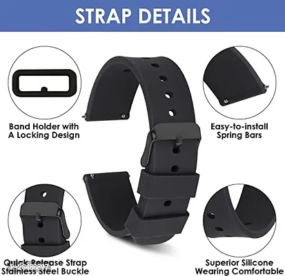 22MM Replacement Soft Silicone Tang Buckle Sporty Straps/Bands Compatible for Boat Storm Smart Watch  Watches with 20mm Lugs Size-thumb3