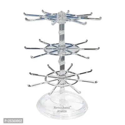 Arah Plastic 3 Tier Rotating Bangle Earring Chain Display Stand Multipurpose Accessories Organizer Clear-thumb0