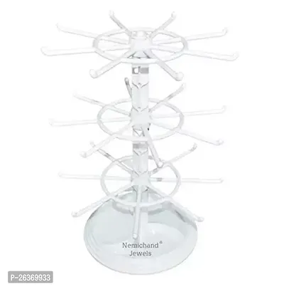 Plastic 3 Tier Rotating Bangle Earring Display Stand White-thumb0