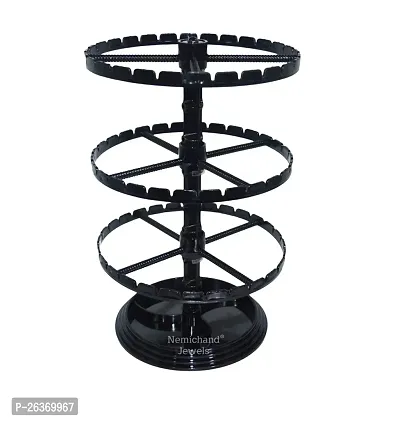 Arah Rotating Earring Display Stand Plastic 3 Tier Black 12Inch-thumb0