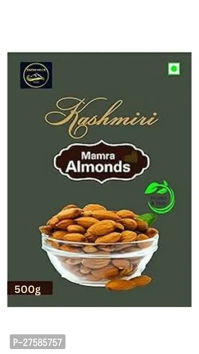 Snow Hills Kashmir Premium Mamra Almonds  500g  100 Pure Almonds with Hard Shell  Organically Cultivated  High Oil Content Rich in Antioxidants  Enhances Brain Power and Stamina  With Shell Crack and Enjoy