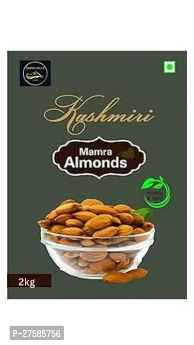 Snow Hills Kashmir Premium Mamra Almonds  2kg  100 Pure Almonds with Hard Shell  Organically Cultivated  High Oil Content Rich in Antioxidants  Enhances Brain Power and Stamina  With Shell Crack and Enjoy-thumb0