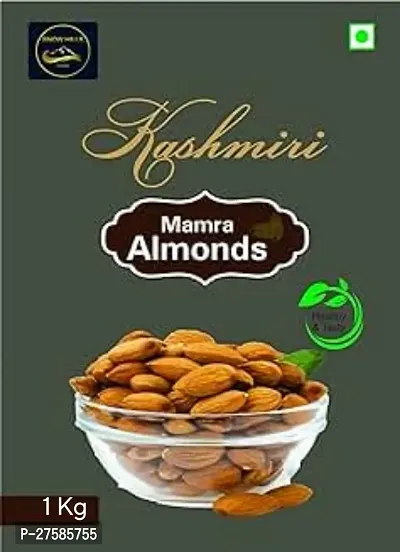 Snow Hills Kashmir Premium Mamra Almonds  1kg  100 Pure Almonds with Hard Shell  Organically Cultivated  High Oil Content Rich in Antioxidants  Enhances Brain Power and Stamina  With Shell Crack and Enjoy-thumb0
