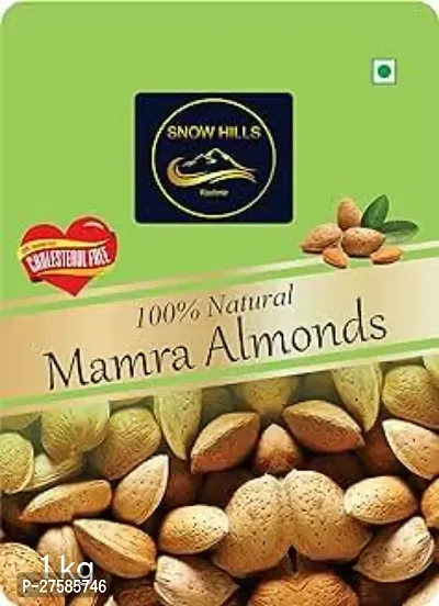 Snow Hills Raw Kashmiri Mamra Almonds  1kg 100 Pure  Natural with Hard Shell Enhances Power and Stamina  With Shell Crack and Enjoy