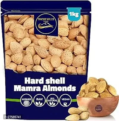 SnowHills Hardshell Kashmiri Mamra Almonds 1000g  Natural  Organic Sourced From Kashmir Badam