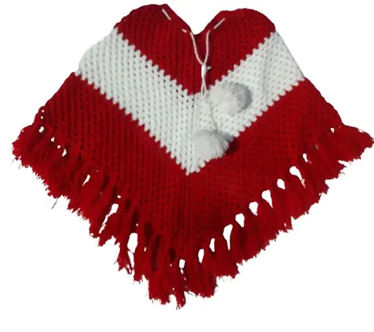 Hand Knitted Winter Woolen Baby Girl Poncho