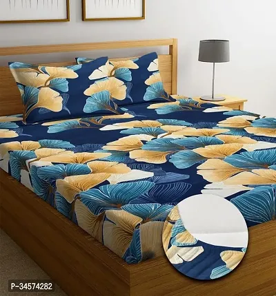 Comfortable Glace Cotton Abstract Double Bedsheet with Pillow Covers-thumb0