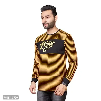 CKL Men's Cotton Round Neck Full Sleeve Pairs Printed T-Shirt Slim Fit (XL, Yellow)-thumb2