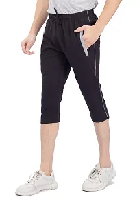 CKL Men's Cotton Regular Fit 3/4 Length Capri Shorts (M, Black)-thumb2