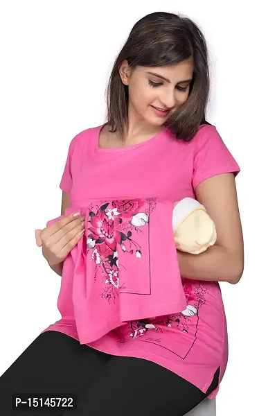CKL Women's Cotton Nightwear Maternity Feeding Nursing Top | Baby Feeding Tops-thumb2