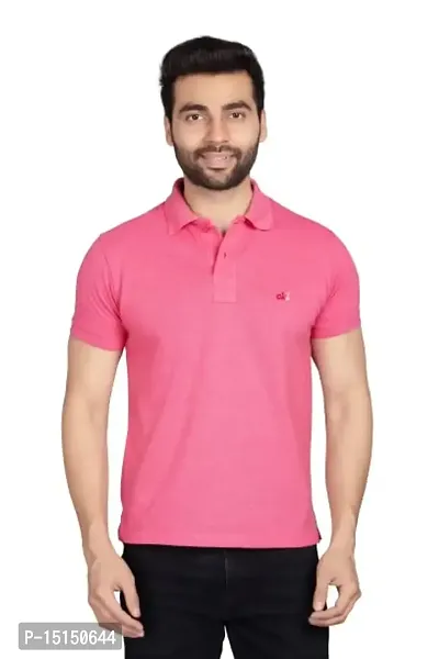 CKL Polo T-Shirt for Men Regular Fit Half Sleeve (XXL, Pink)