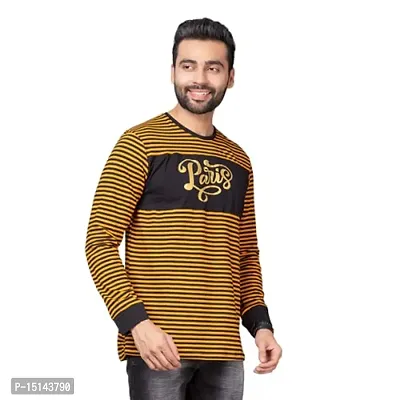 CKL Men's Cotton Round Neck Full Sleeve Pairs Printed T-Shirt Slim Fit (XL, Yellow)-thumb4