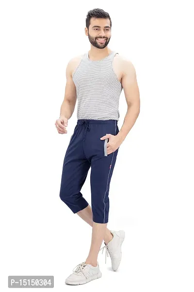 CKL Men's Cotton Regular Fit 3/4 Length Capri Shorts (3XL, Dark Blue)-thumb5