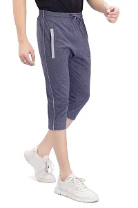 CKL Men's Cotton Regular Fit 3/4 Length Capri Shorts (M, Blue Melange)-thumb2