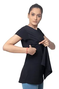 CKL Women's Cotton Nightwear Maternity Feeding Nursing Top | Baby Feeding Tops (Black, 3XL)-thumb4
