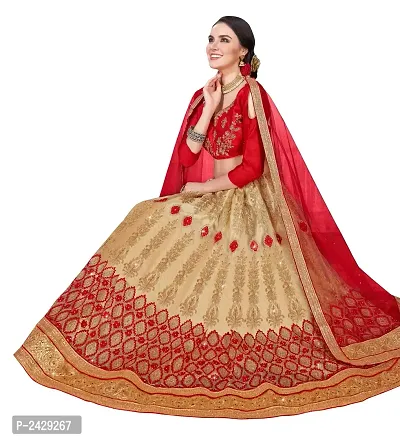 Women's Red Semi Stitched Embroidered Bangalori Silk Lehenga Choli-thumb2