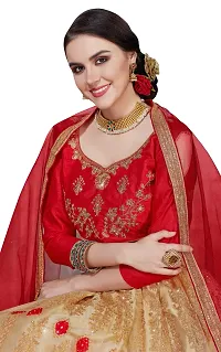 Women's Red Semi Stitched Embroidered Bangalori Silk Lehenga Choli-thumb2