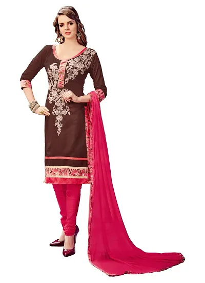 Ethnic Glaze Cotton Embroidered Dress Materials