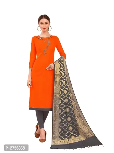 Buy Women's Cotton Embellished Dress Material with Dupatta Online